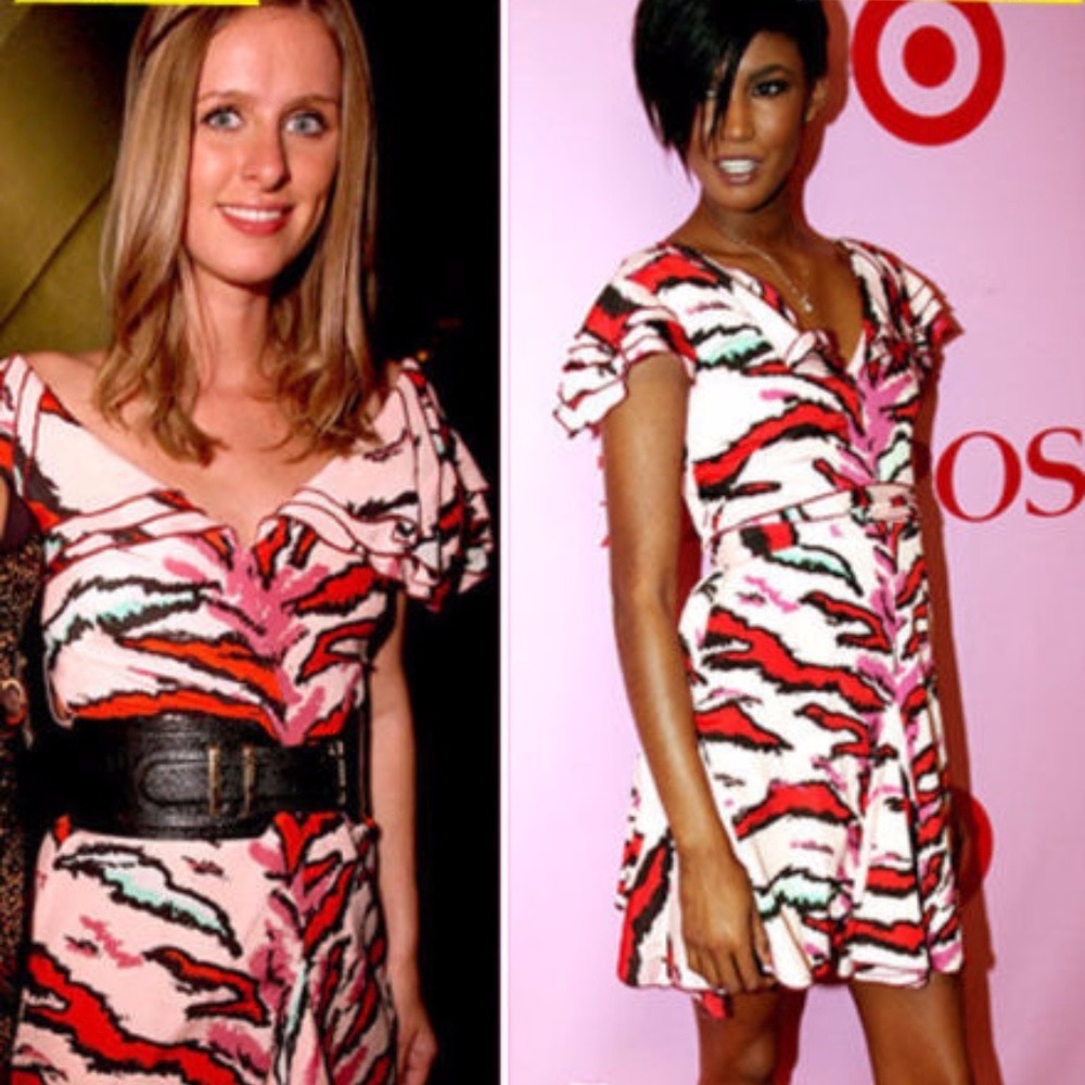 Zac Posen fit & flare pink zebra dress